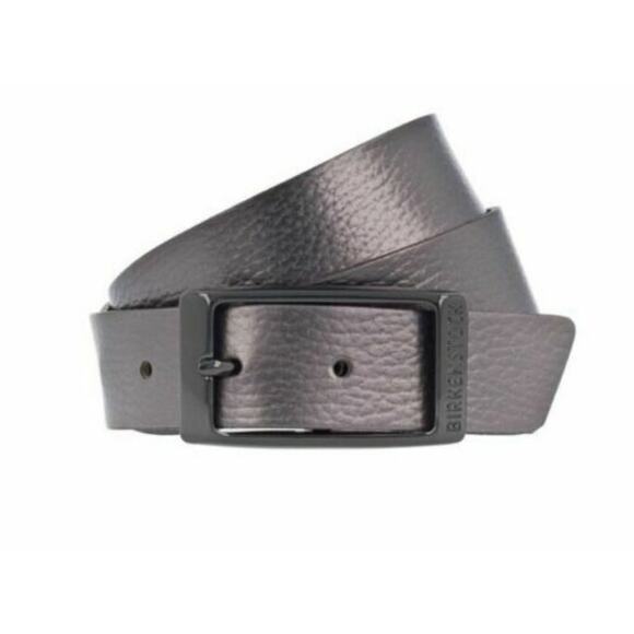 NEW WOMEN Birkenstock NWT Illinois Leather Belt SZ 30 inch metallic silvery gray - Picture 1 of 9